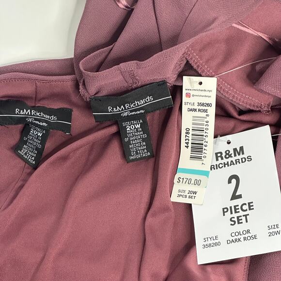 NWD R&M Richards Dark Rose 2 Piece Evening Jacket Dress Set Womens Plus Size 20W - Picture 10 of 16